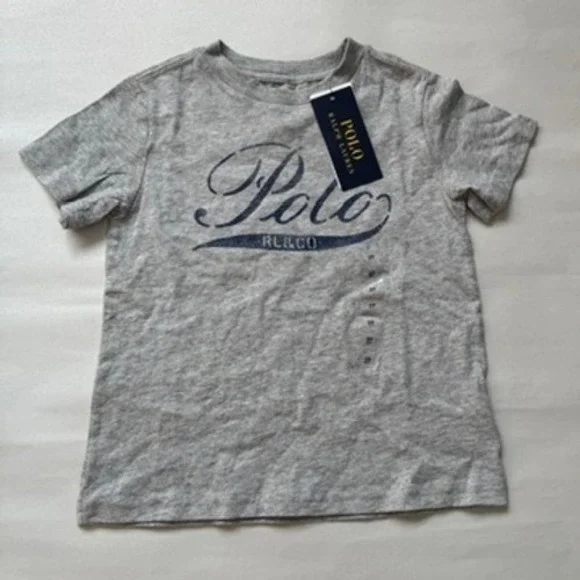 Kids Polo Ralph Lauren Grey Logo Graphic T Shirt Size 3T - Picture 1 of 4
